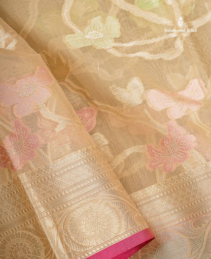 Cotton Mix Saree - Sandal Meenakari Work Along With Fancy Border
