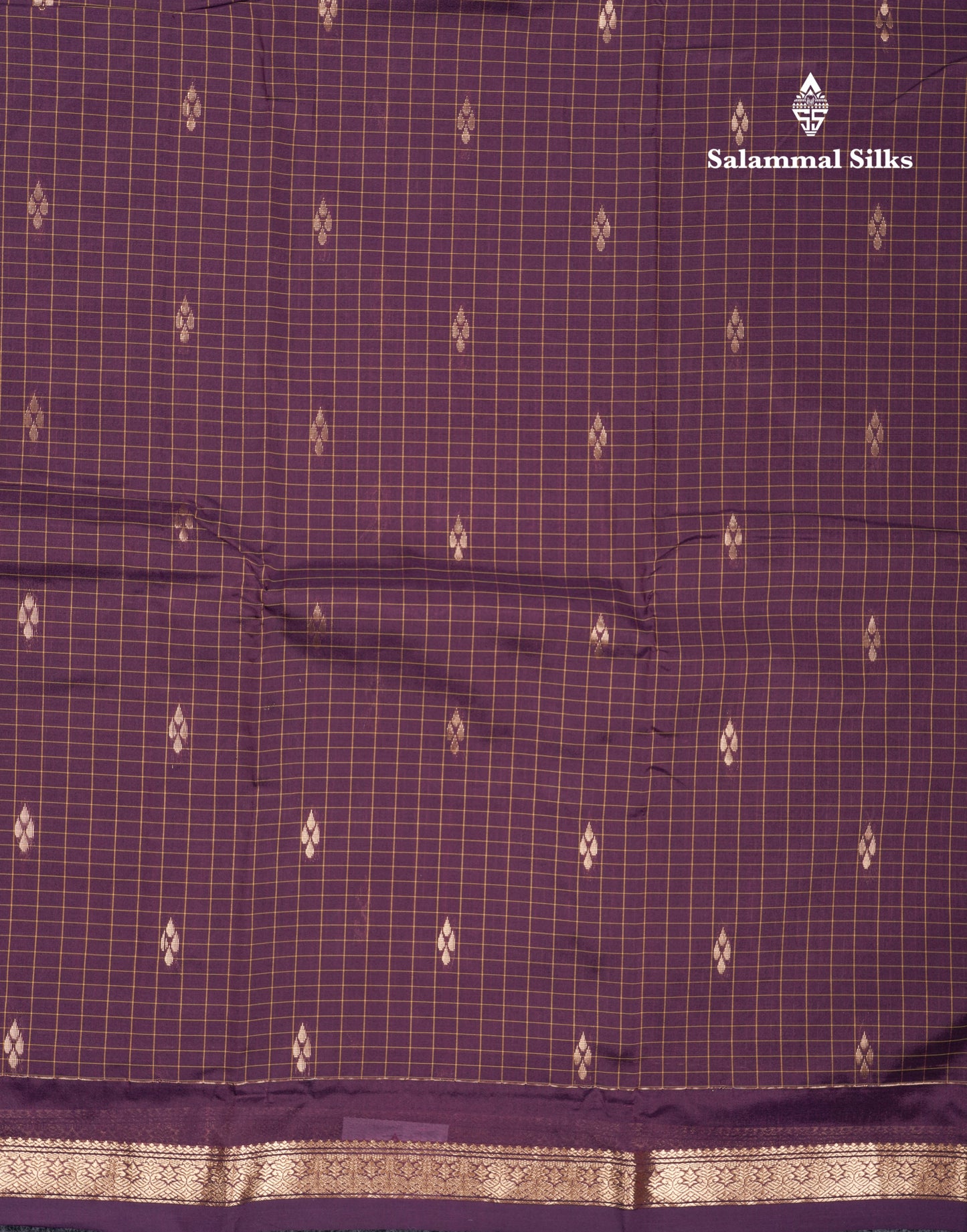 Mustard Yellow Checks With Butta Light Weight Semi Silk Saree With Small Border