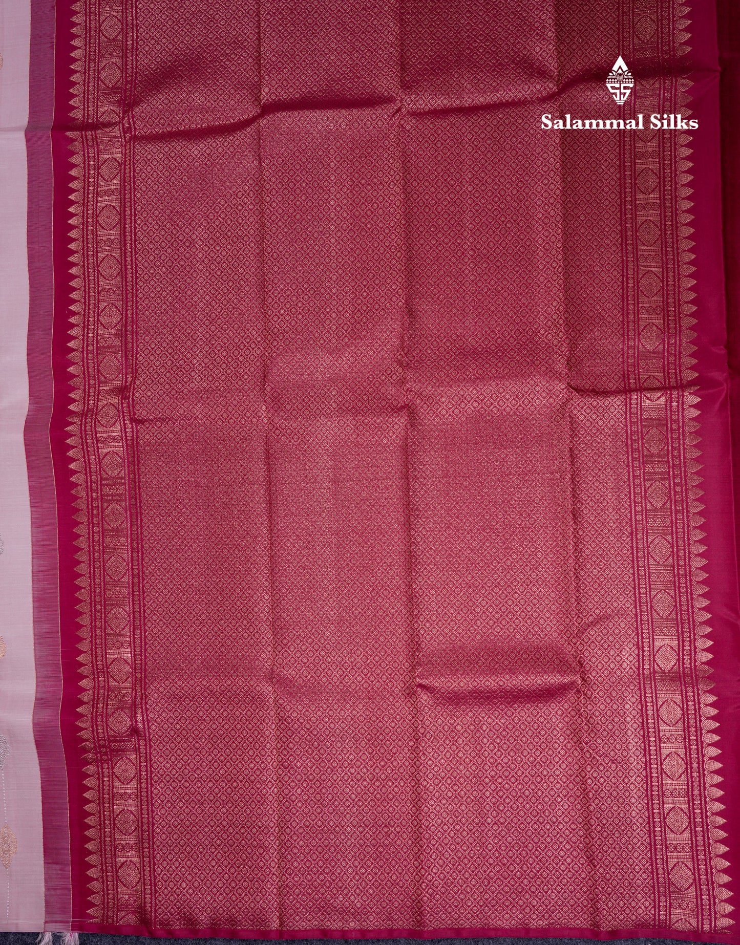 Beautiful Light Peach Fancy Pure Kanjivaram Silk Saree With Contrast Dark Maroon Blouse