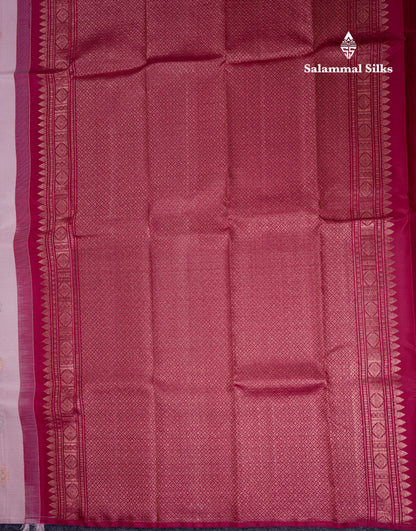 Beautiful Light Peach Fancy Pure Kanjivaram Silk Saree With Contrast Dark Maroon Blouse