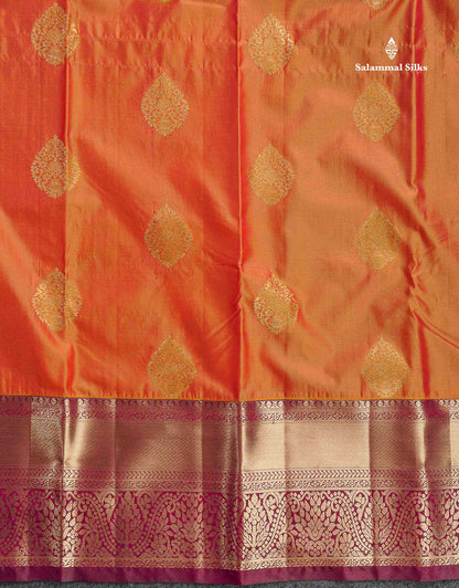 Semi Silk Saree - Beige Colour Body With Contrast Orange Traditional Evening Morning Border