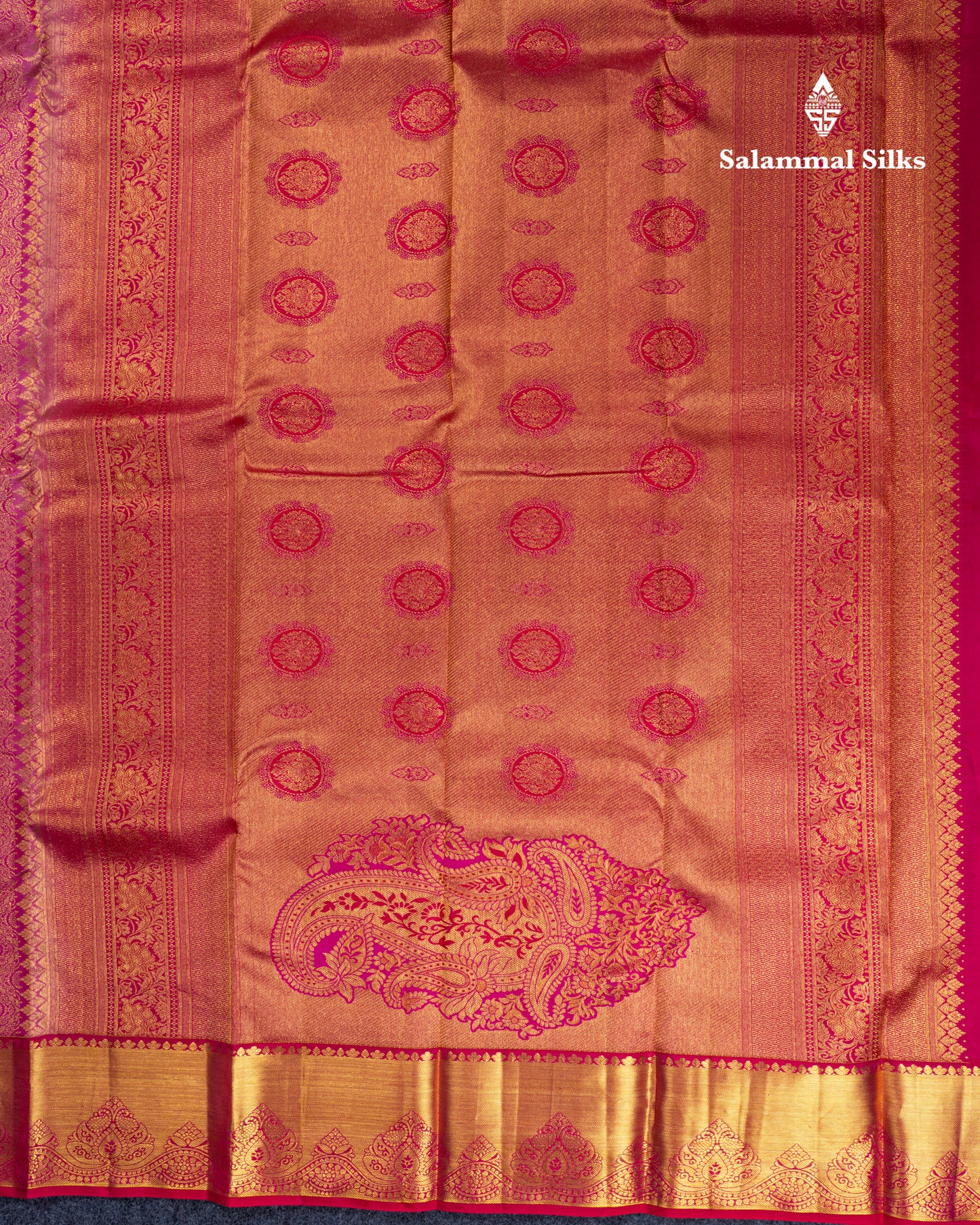 Onion Pink Bridal Pure Kanjivaram Silk Saree With Contrast Pink Traditional Border