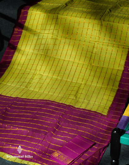 Beautiful Orange Zari Checks Sungudi Cotton Saree With Contrast Sea Blue Traditional Border
