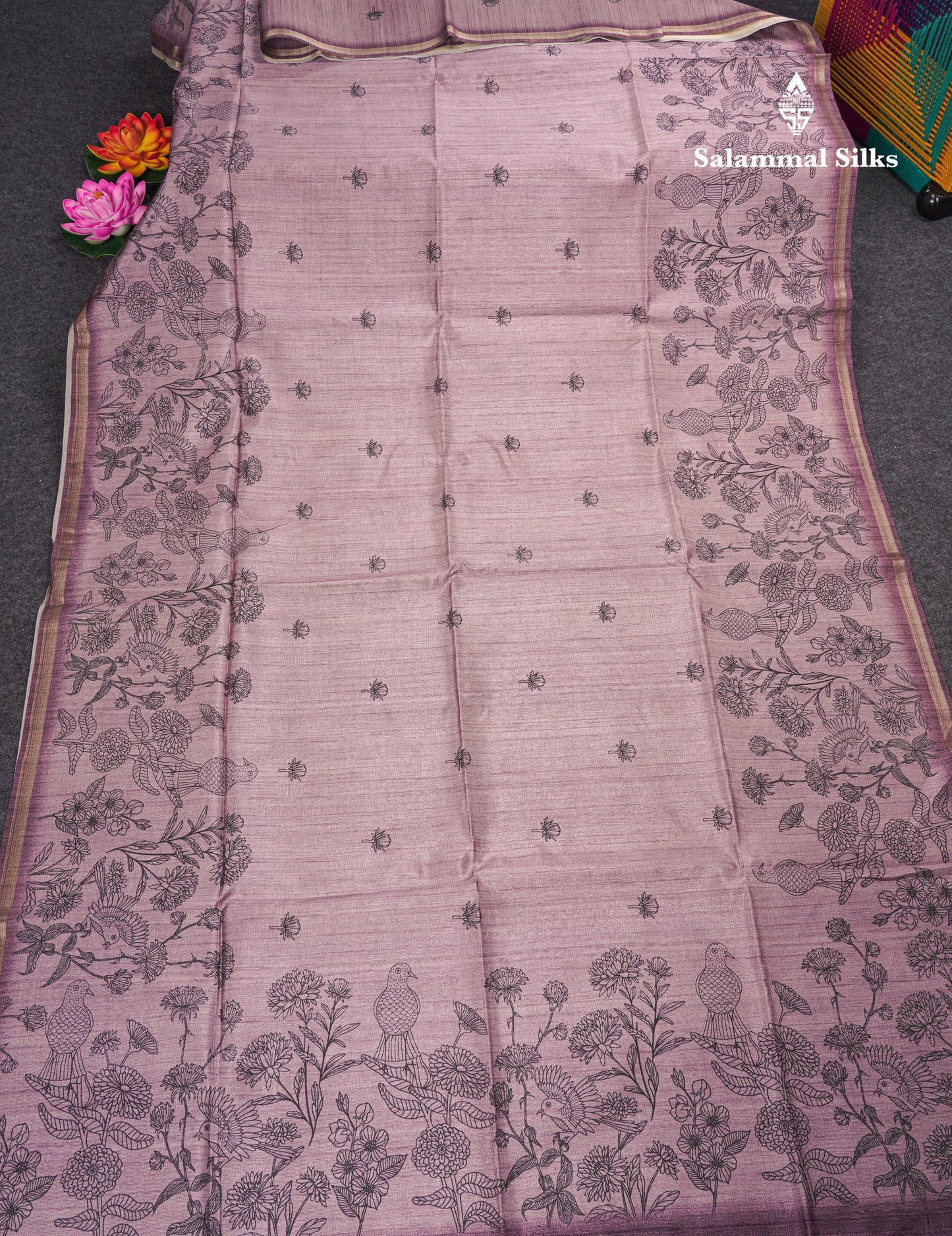 Light Purple Colour Semi Tussar Fancy Saree With Designer Blouse