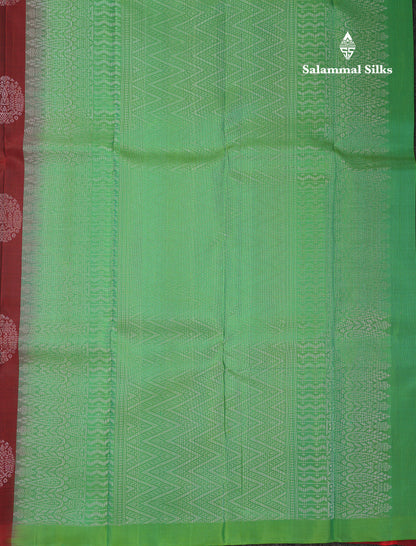 Beautiful Dark Maroon Fancy Pure Kanjivaram Silk Saree With Contrast Rexona Green Blouse