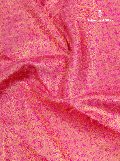 Onion Pink Bridal Pure Kanjivaram Silk Saree With Contrast Pink Traditional Border