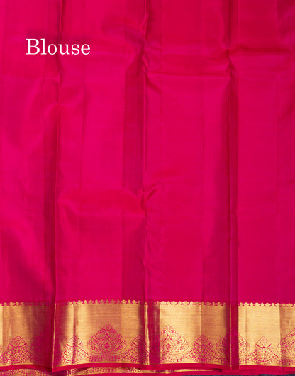 Onion Pink Bridal Pure Kanjivaram Silk Saree With Contrast Pink Traditional Border