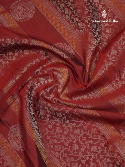 Beautiful Dark Maroon Fancy Pure Kanjivaram Silk Saree With Contrast Rexona Green Blouse