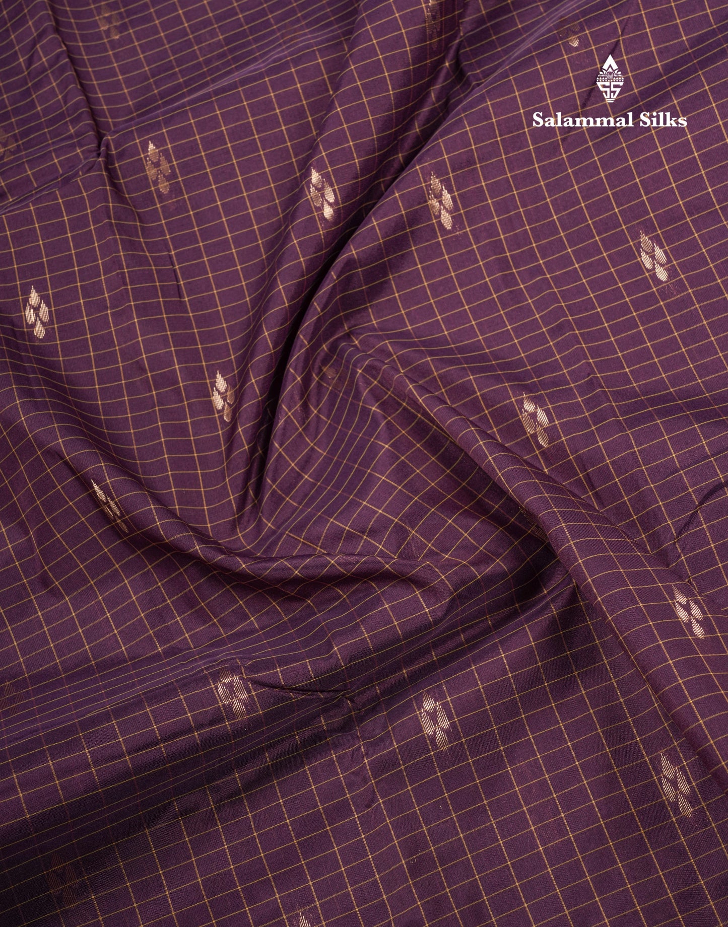 Mustard Yellow Checks With Butta Light Weight Semi Silk Saree With Small Border