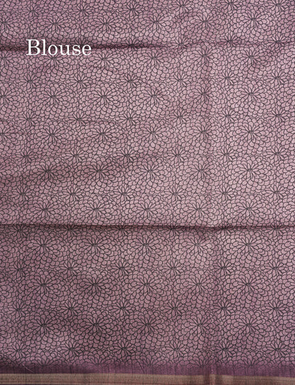 Light Purple Colour Semi Tussar Fancy Saree With Designer Blouse