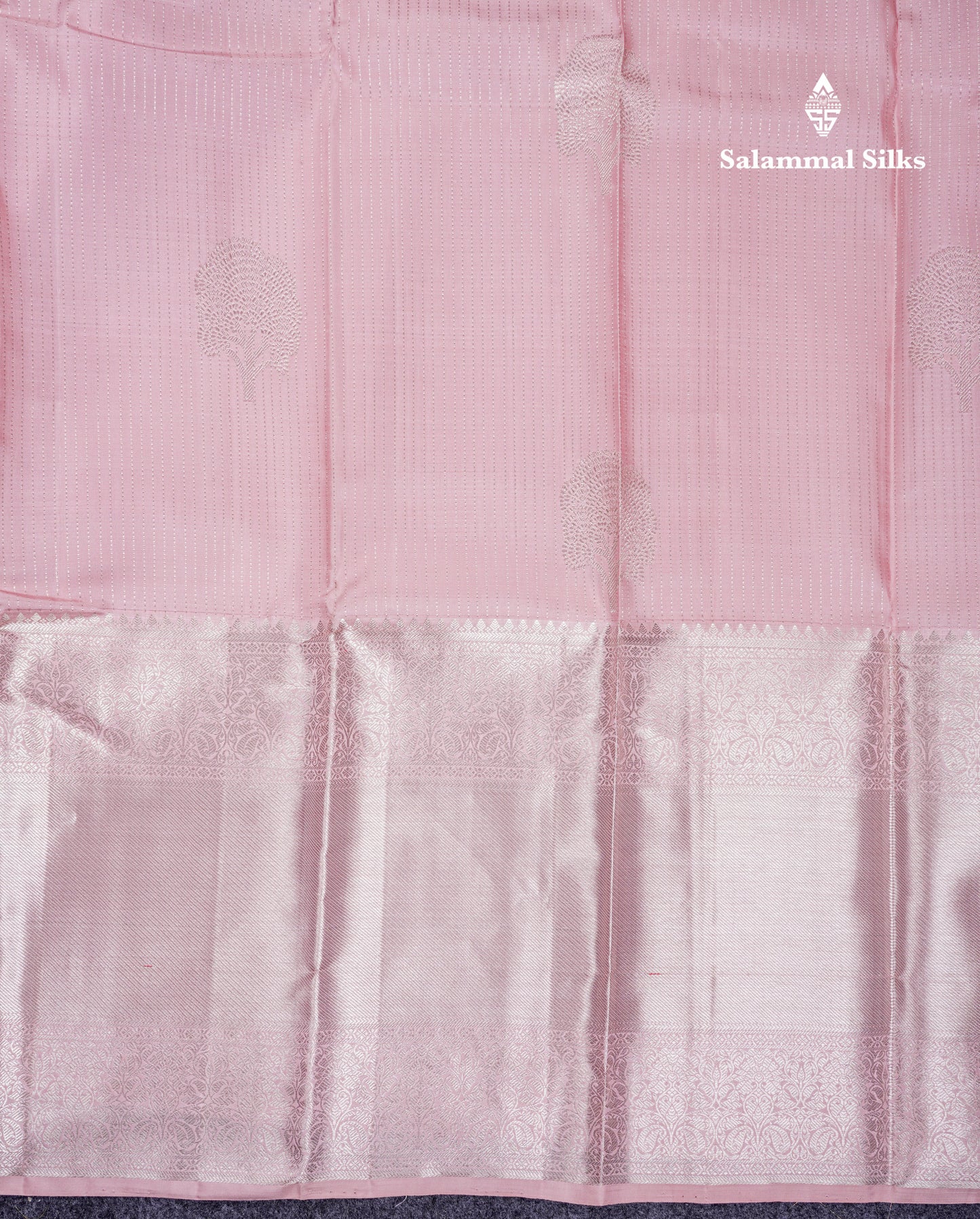 Beautiful Baby Pink Pure Kanjivaram Silk Saree With Contrast Sapphire Green Blouse