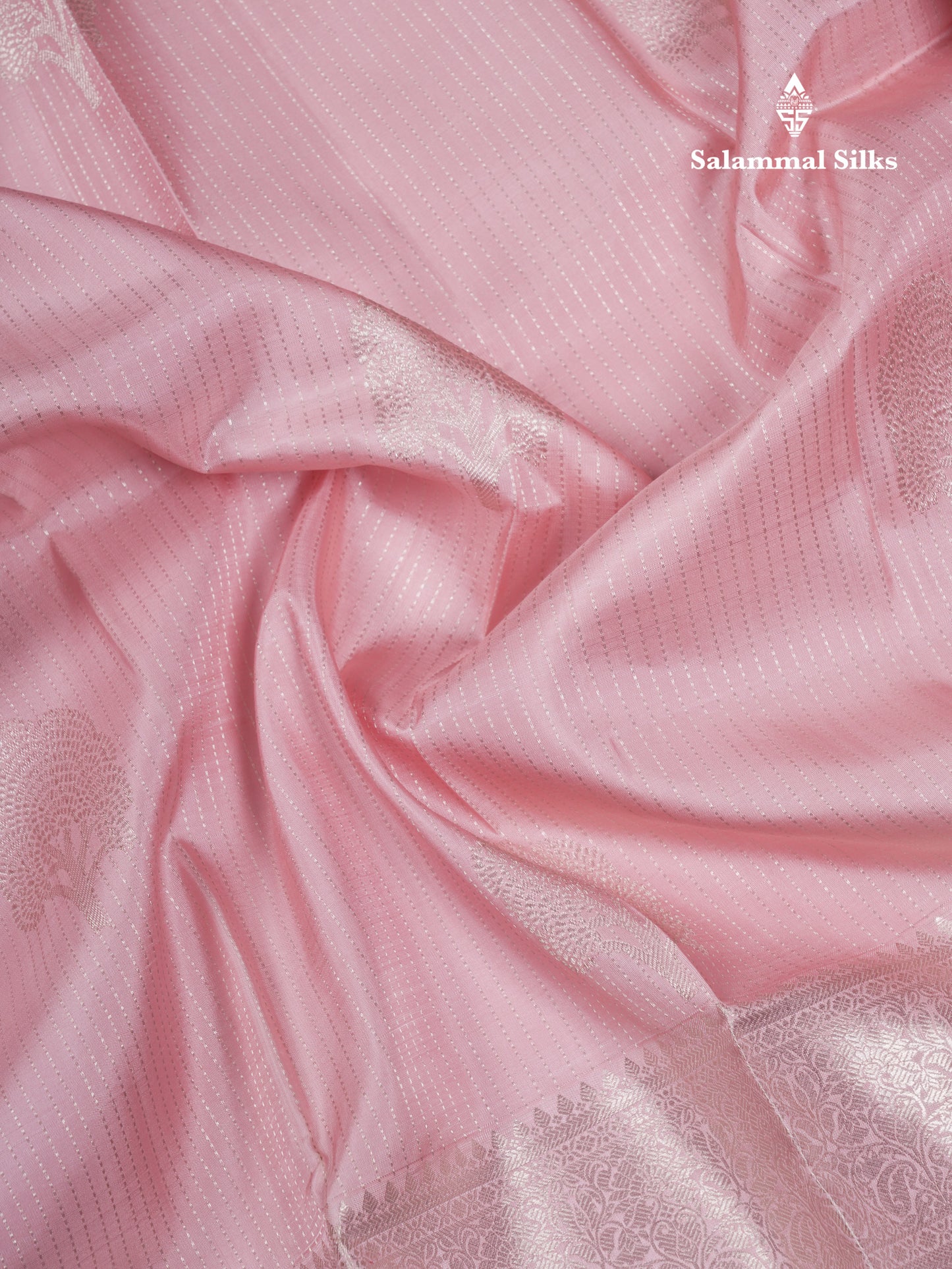 Beautiful Baby Pink Pure Kanjivaram Silk Saree With Contrast Sapphire Green Blouse