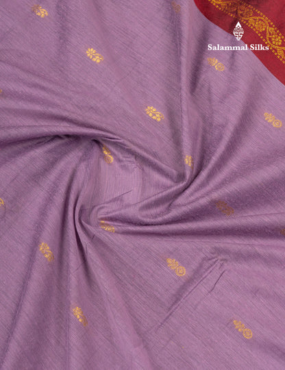 Lavender Kalyani Cotton Saree With Contrast Dark Maroon Blouse