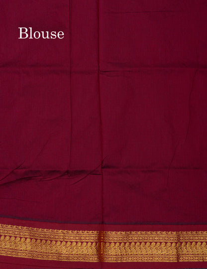 Lavender Kalyani Cotton Saree With Contrast Dark Maroon Blouse