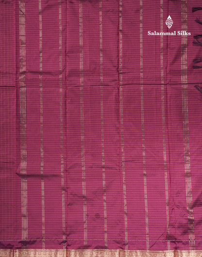 Mustard Yellow Checks With Butta Light Weight Semi Silk Saree With Small Border