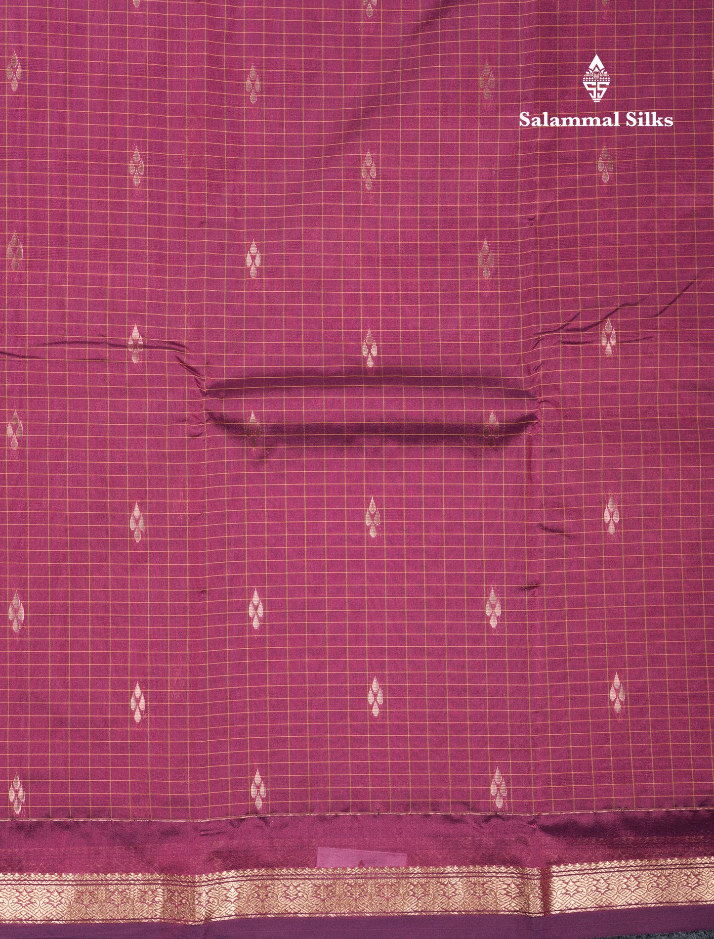 Mustard Yellow Checks With Butta Light Weight Semi Silk Saree With Small Border