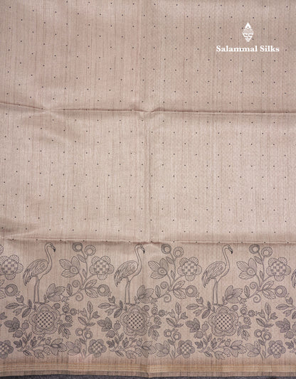 Sandal Colour Semi Tussar Fancy Saree With Designer Blouse