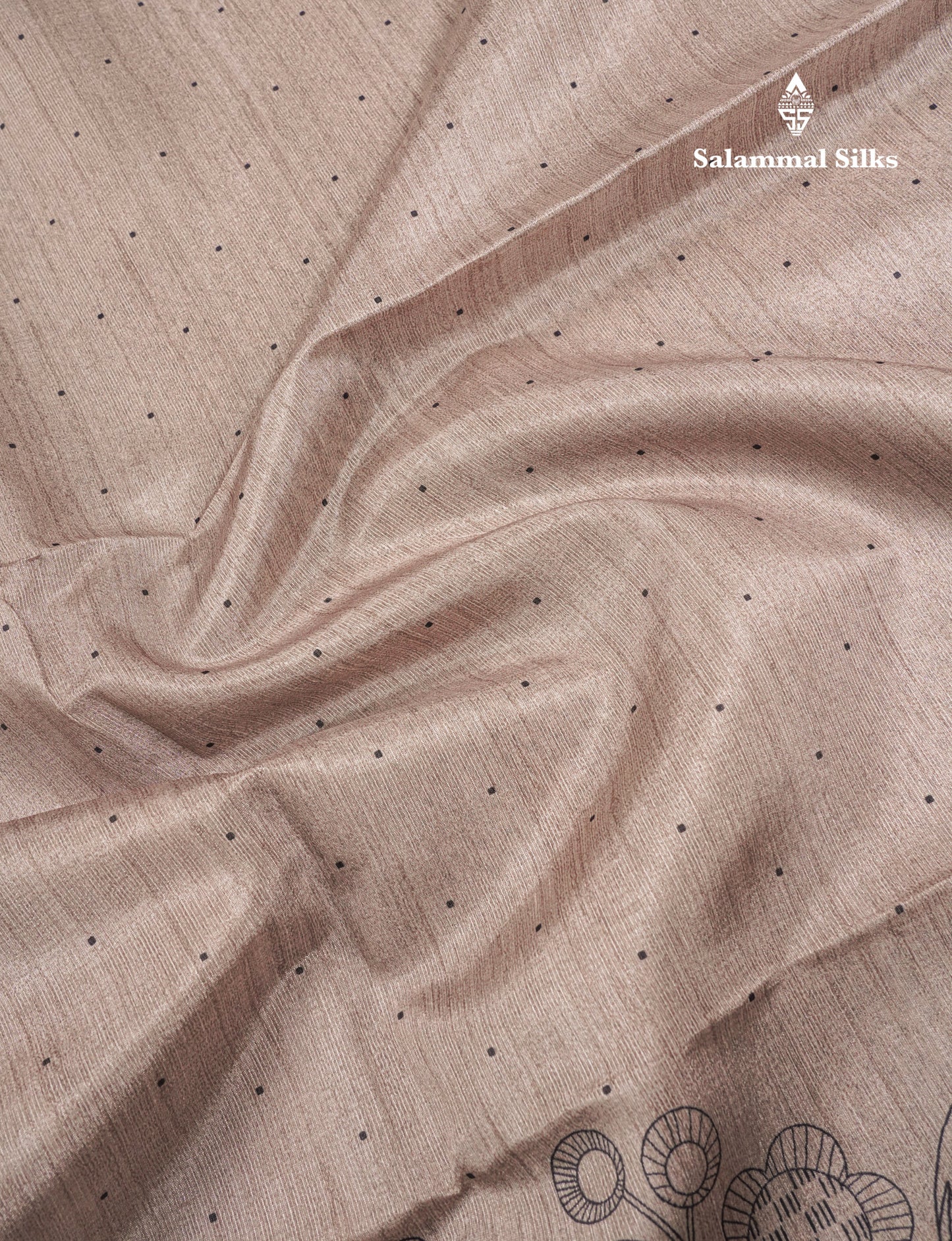 Sandal Colour Semi Tussar Fancy Saree With Designer Blouse