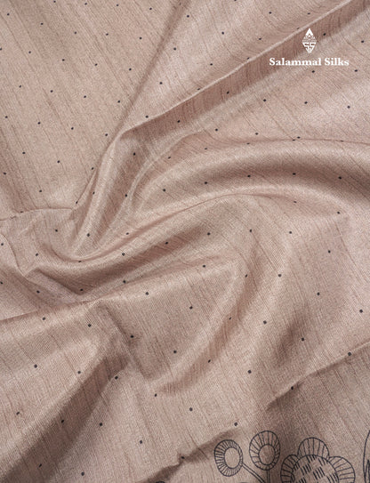Sandal Colour Semi Tussar Fancy Saree With Designer Blouse