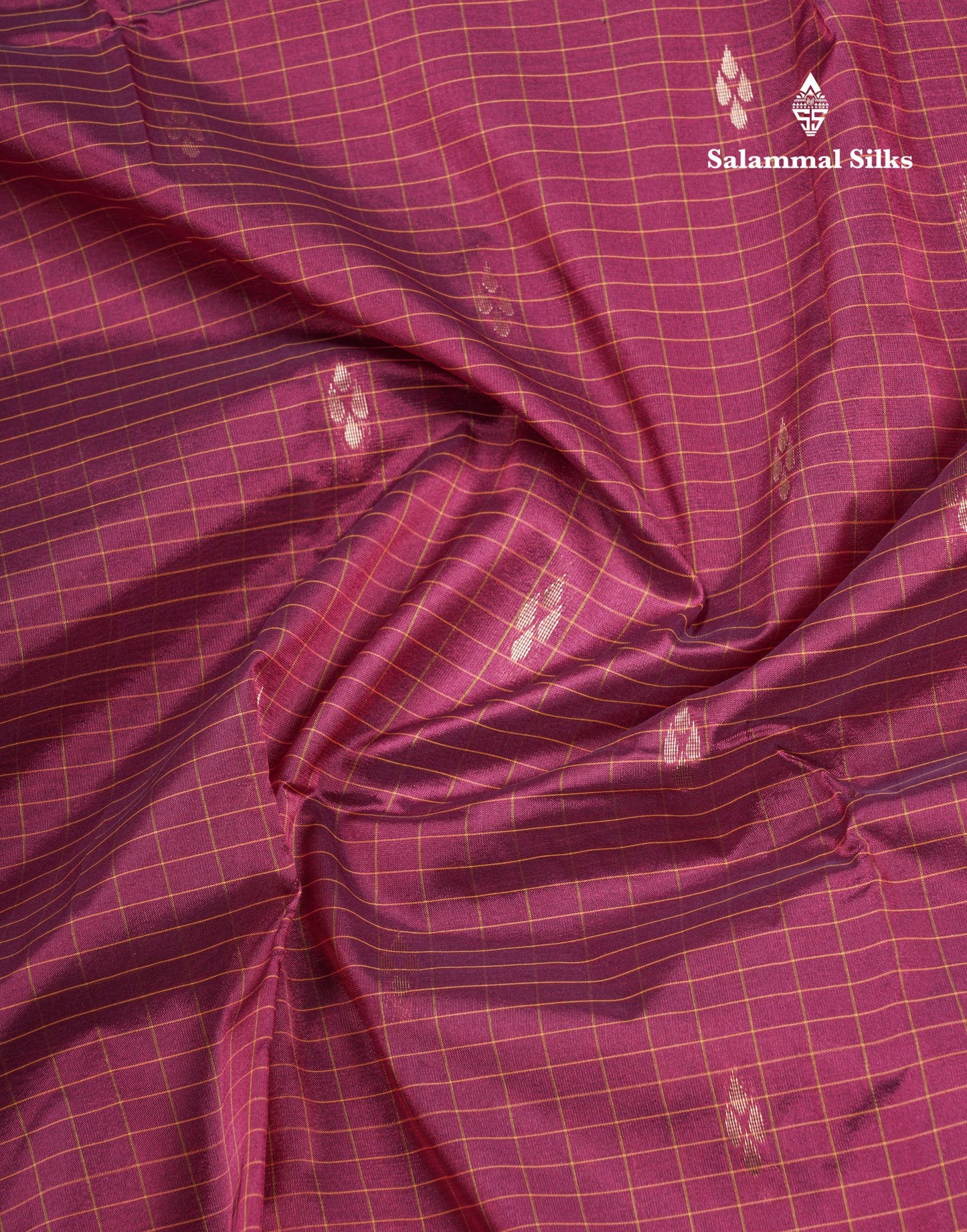Mustard Yellow Checks With Butta Light Weight Semi Silk Saree With Small Border