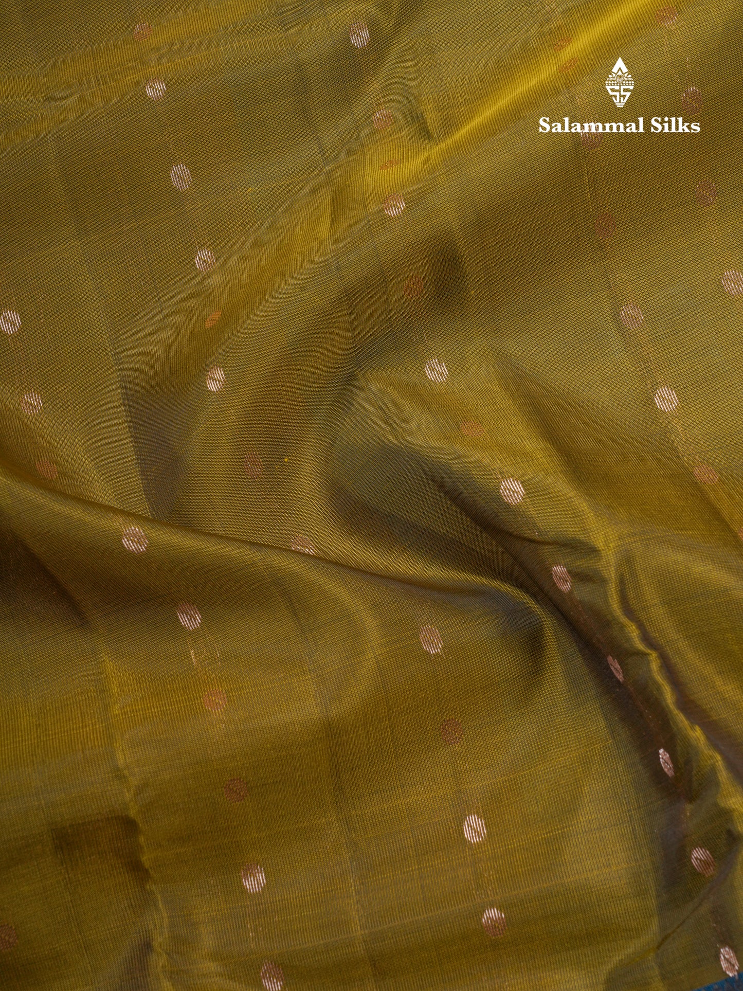 Mehandi Green Puremix Silk Saree With Contrast Peacock Blue Double Border