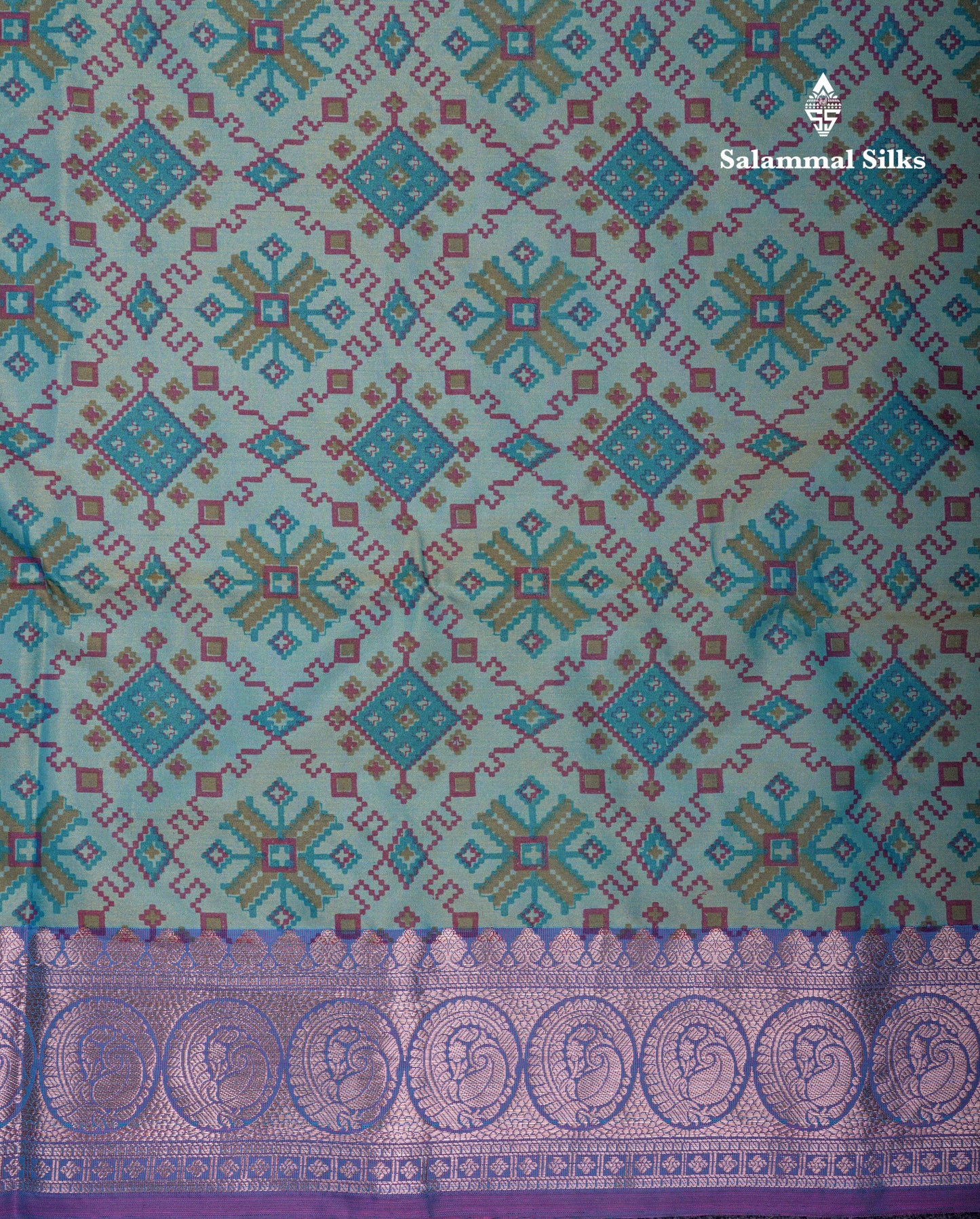 Beautiful Sea Blue Semi Soft Silk Saree With Contrast Light Purple Traditional Border