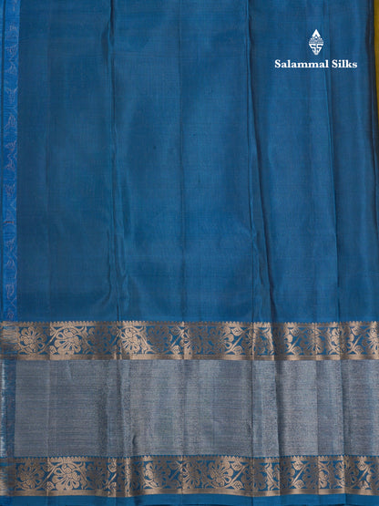 Mehandi Green Puremix Silk Saree With Contrast Peacock Blue Double Border