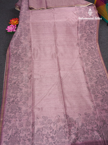 Sandal Colour Semi Tussar Fancy Saree With Designer Blouse
