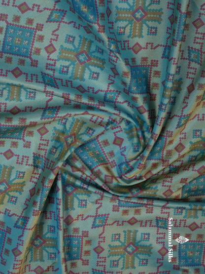 Beautiful Sea Blue Semi Soft Silk Saree With Contrast Light Purple Traditional Border