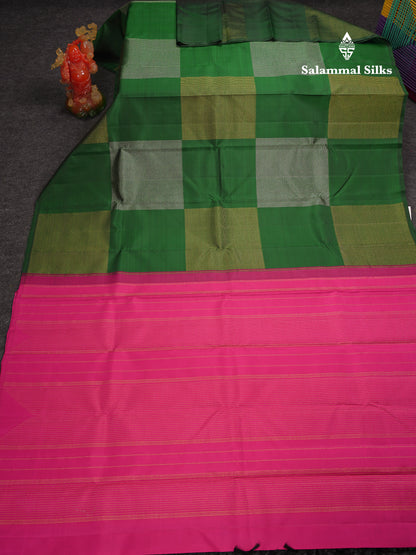 Beautiful Dark Maroon Silver & Gold Zari Fancy Pure Kanjivaram Silk Saree With Contrast Pink Blouse