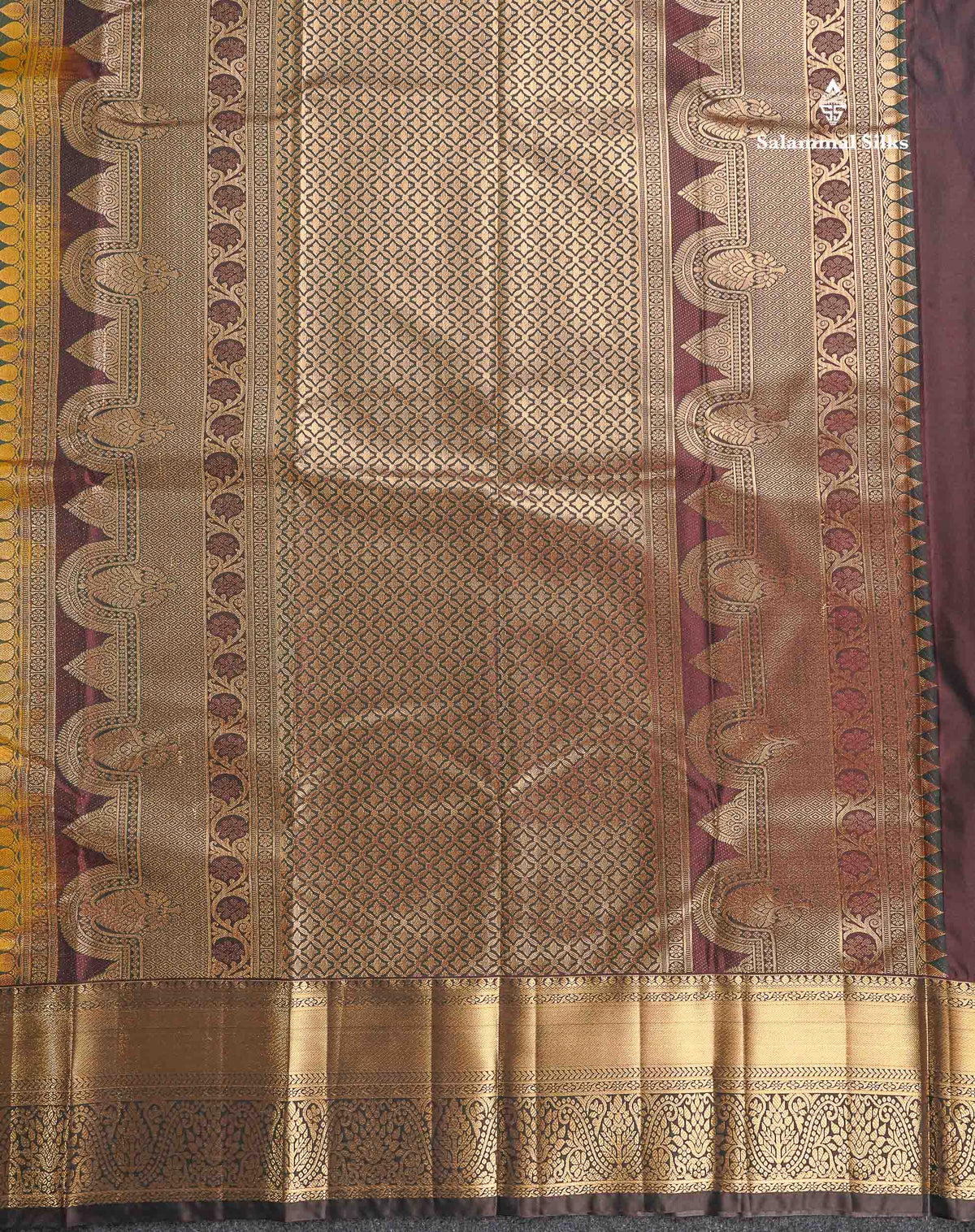 Semi Silk Saree - Dual Tone Green Colour Body With Contrast Dark Brown Traditional Evening Morning Border