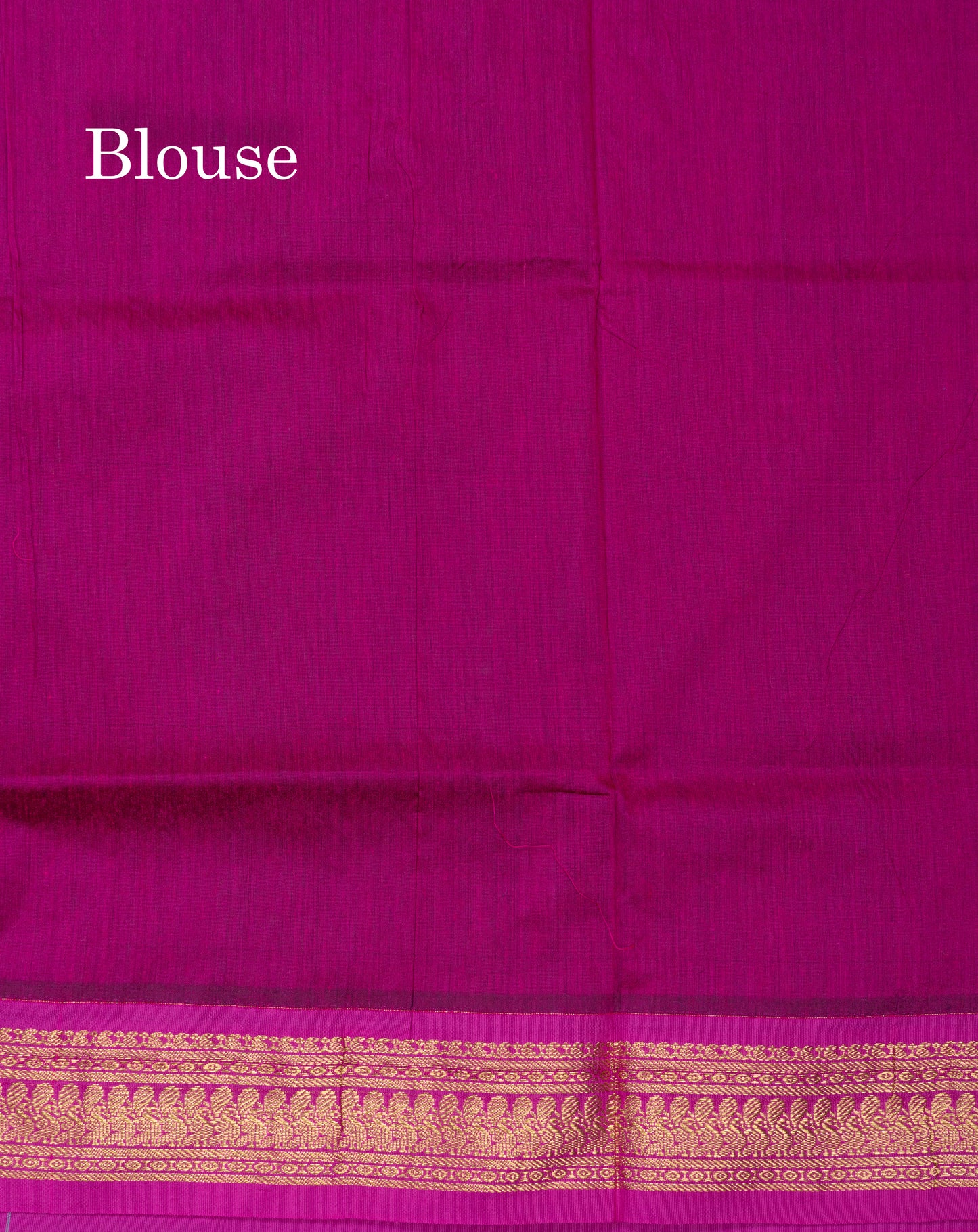 Saffire Green Kalyani Cotton Saree With Contrast Magenta Pink Blouse