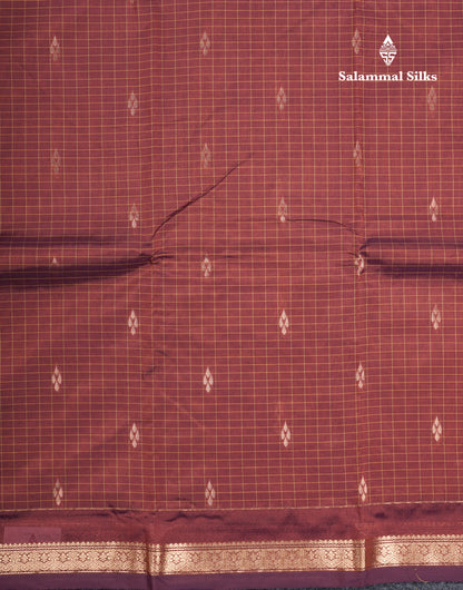 Mustard Yellow Checks With Butta Light Weight Semi Silk Saree With Small Border