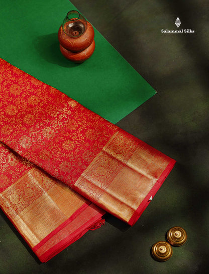 Beautiful Redish Maroon 2G Bridal Pure Kanjivaram Silk Saree With Traditional Border