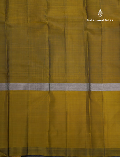 Beautiful Violet Meenakari Thread Work Puremix Silk Saree With Contrast Mehandi Green Long Border