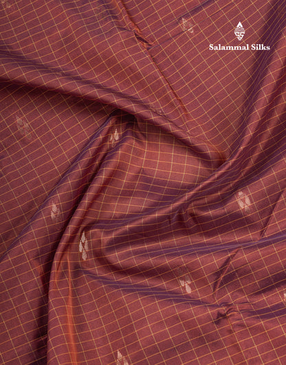 Mustard Yellow Checks With Butta Light Weight Semi Silk Saree With Small Border