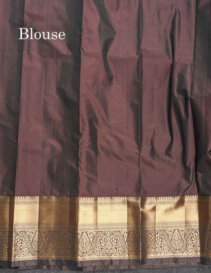 Semi Silk Saree - Dual Tone Green Colour Body With Contrast Dark Brown Traditional Evening Morning Border