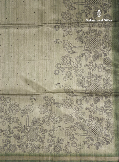 Sandal Colour Semi Tussar Fancy Saree With Designer Blouse