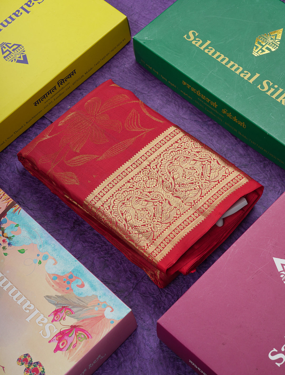 Kanjivaram Maroon Pure Silk Saree With Gold Zari Border
