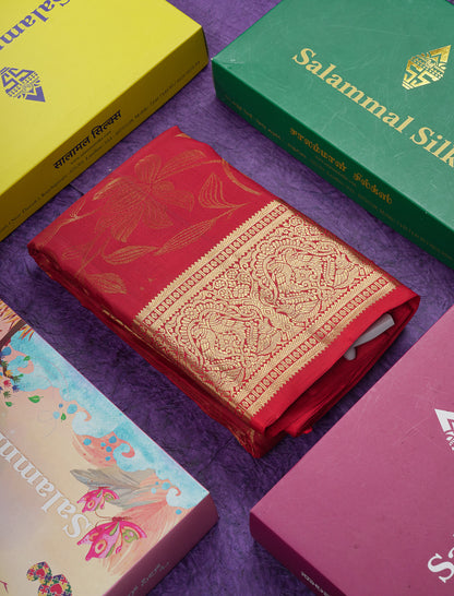 Kanjivaram Maroon Pure Silk Saree With Gold Zari Border
