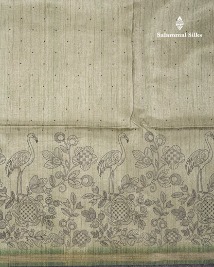Sandal Colour Semi Tussar Fancy Saree With Designer Blouse