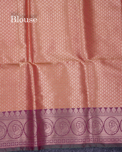 Beautiful Sea Blue Semi Soft Silk Saree With Contrast Light Purple Traditional Border