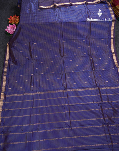 Mustard Yellow Checks With Butta Light Weight Semi Silk Saree With Small Border