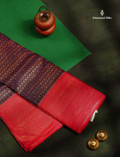 Purple Color Kanjivaram Pure Silk Saree with Pink Blouse