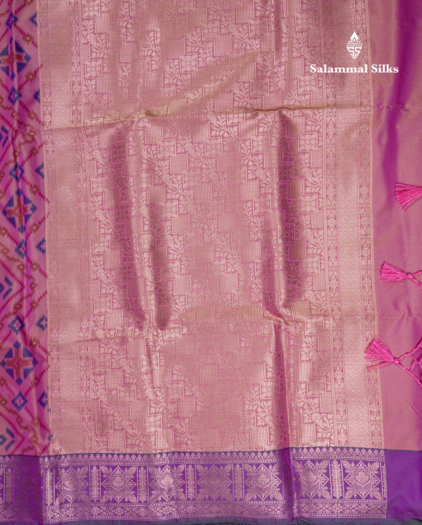 Beautiful Light Pink Semi Soft Silk Saree With Contrast Purple Fancy Border