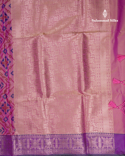 Beautiful Light Pink Semi Soft Silk Saree With Contrast Purple Fancy Border