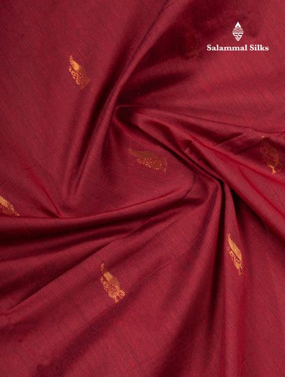 Dark Maroon Kalyani Cotton Saree With Contrast Bottle Green Blouse