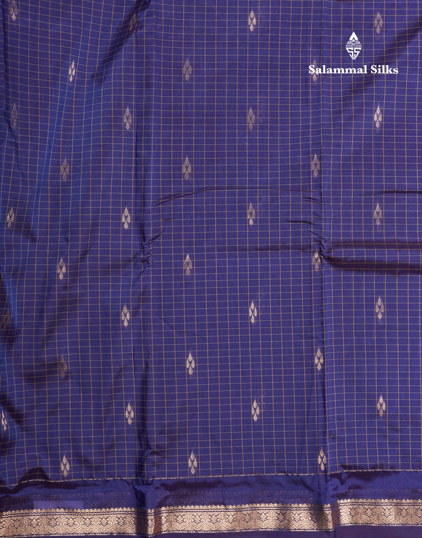 Mustard Yellow Checks With Butta Light Weight Semi Silk Saree With Small Border