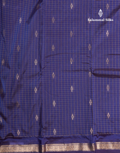 Mustard Yellow Checks With Butta Light Weight Semi Silk Saree With Small Border