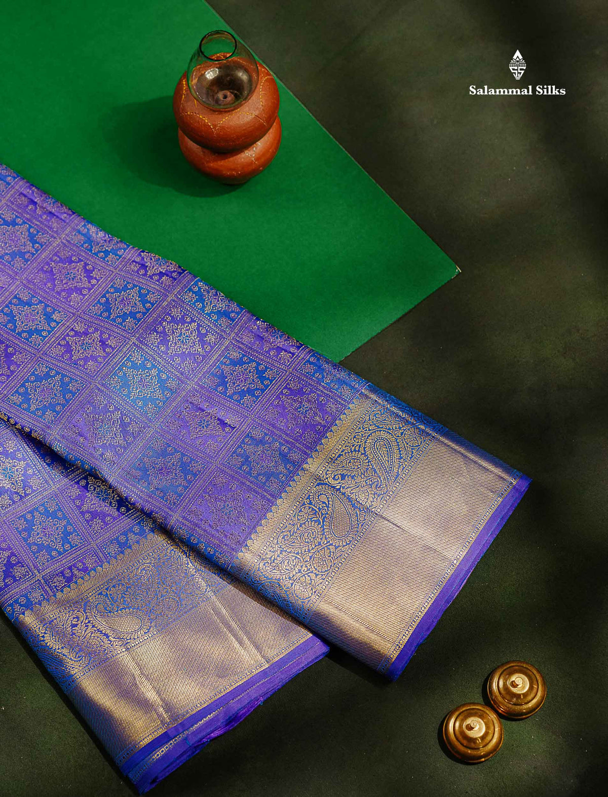 Beautiful Royal Blue Meenakari Work Bridal Pure Kanjivaram Silk Saree With Traditional Border